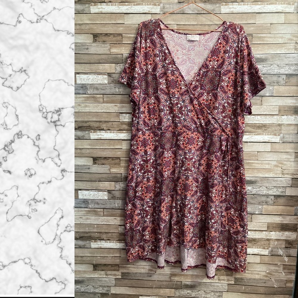 Bobbie Brooks Paisley Print Mock Wrap Dress Size 3X